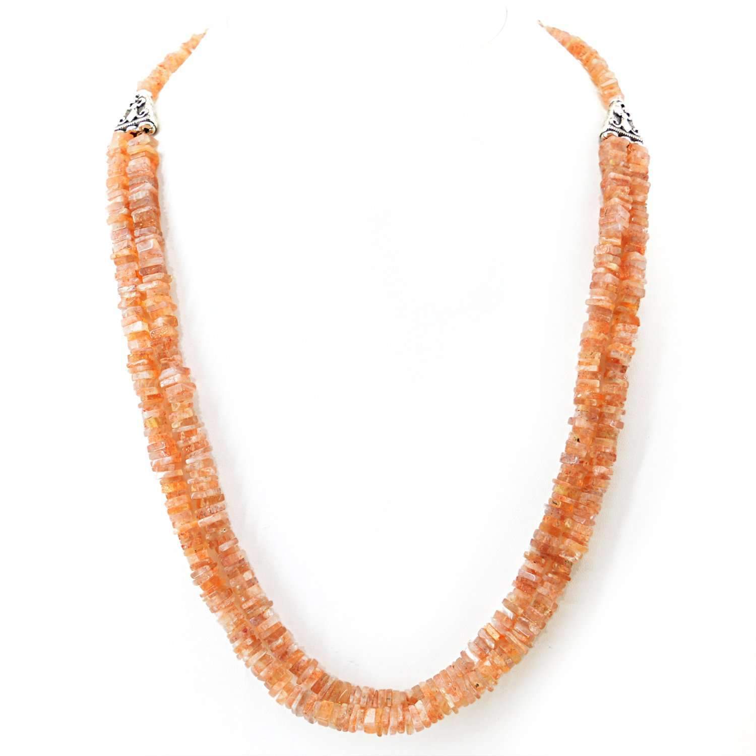 gemsmore:Moonstone Necklace Natural 2 Strand Untreated Beads - Best Offer