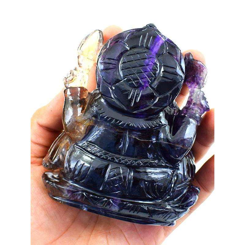 gemsmore:Multicolor Fluorite Gemstone Carved Lord Ganesha Idol Statute