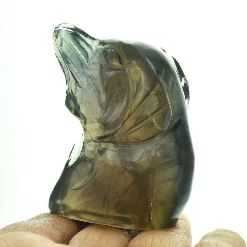gemsmore:Multicolor Fluorite Hand Carved Dog - Genuine