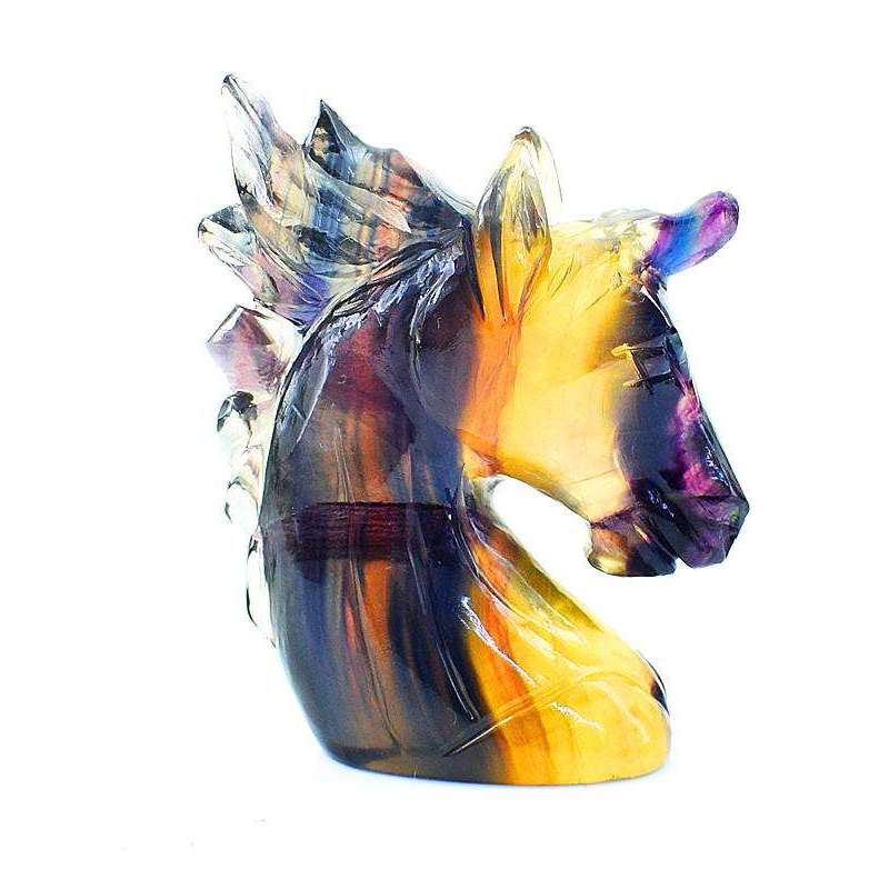 gemsmore:Multicolor Fluorite Hand Carved Horse Burst
