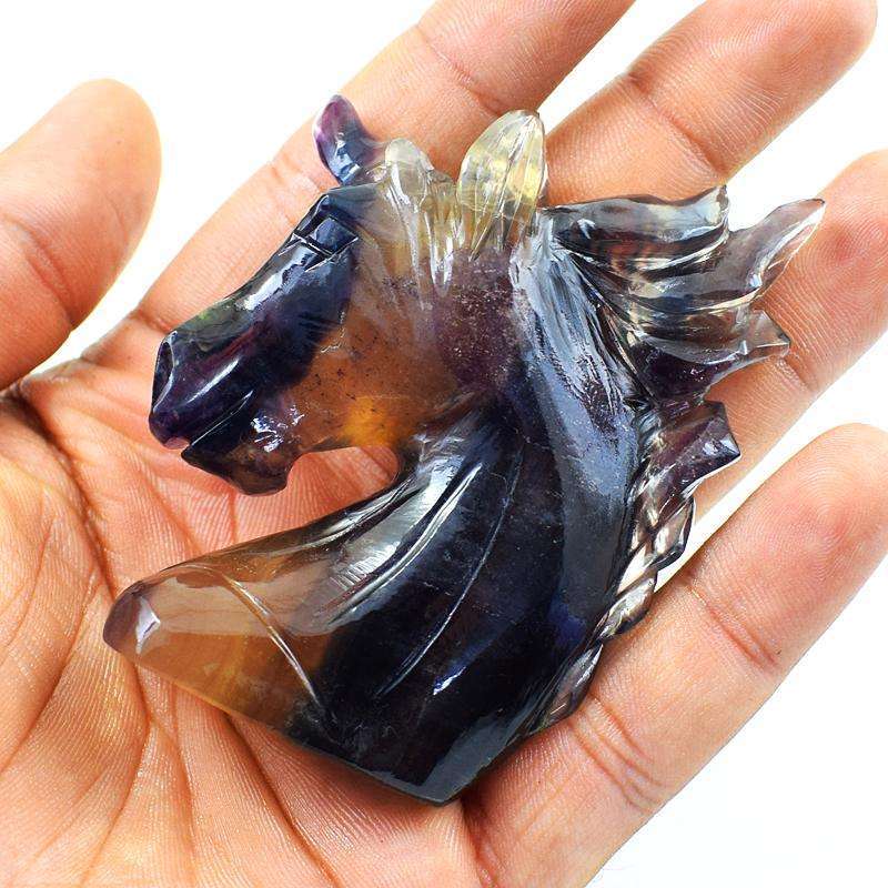 gemsmore:Multicolor Fluorite Hand Carved Horse Burst