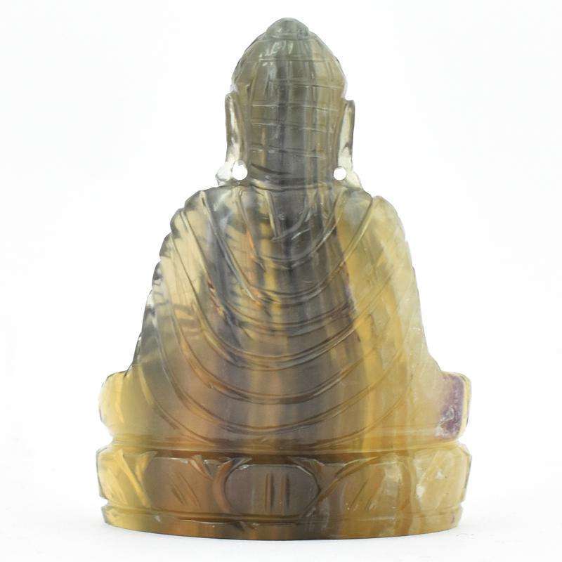gemsmore:Multicolor Fluorite Hand Carved Lord Buddha Idol