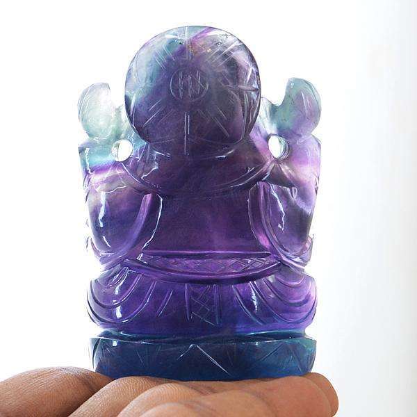 gemsmore:Multicolor Fluorite Hand Carved Lord Ganesha Idol