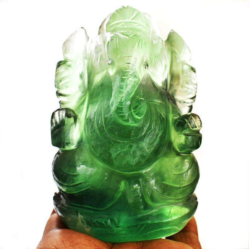 gemsmore:Multicolor Fluorite Hand Carved Lord Ganesha Idol