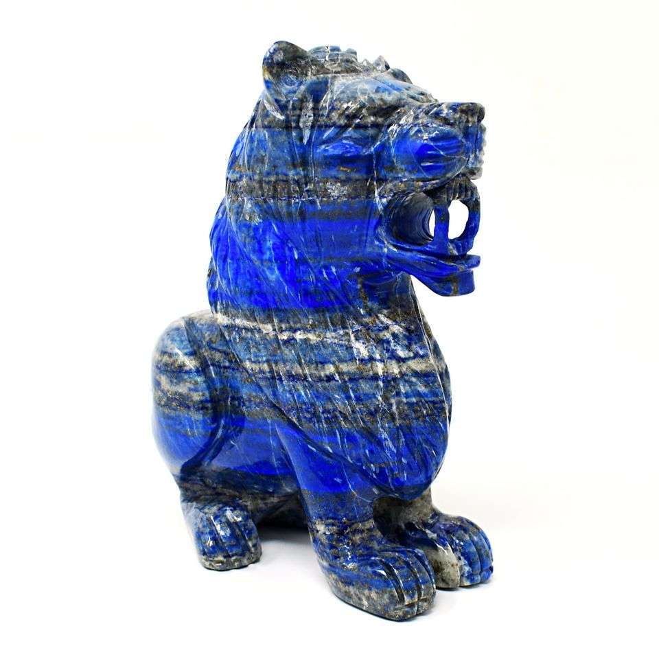 gemsmore:Museum Size 6900 carats Big Natural Denim Blue Lapis Lazuli Carved Lion