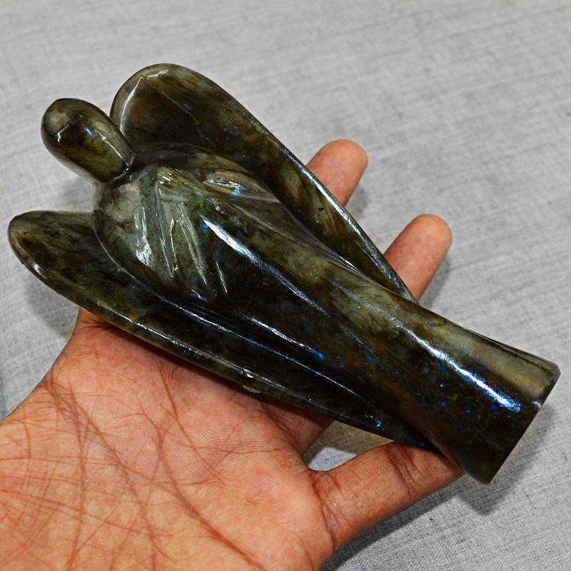 gemsmore:Museum Size Labradorite Hand Carved Reiki Healing Angel