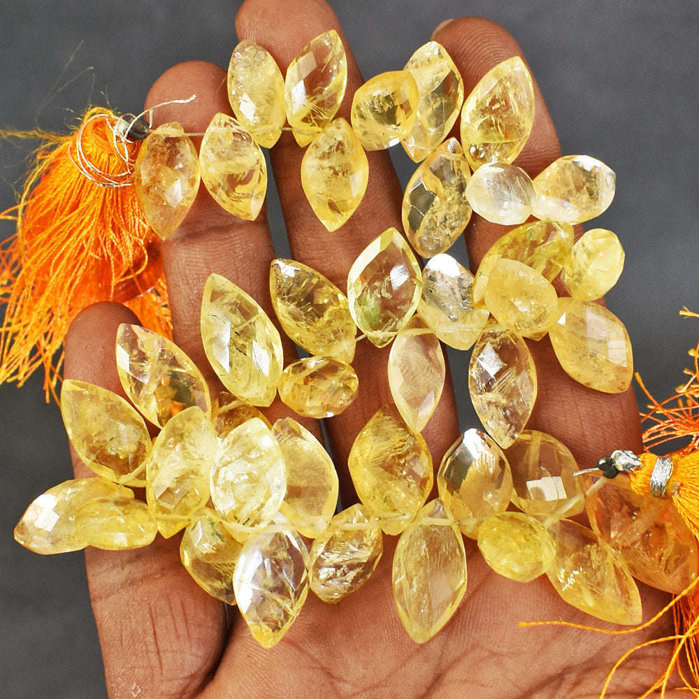 gemsmore:Natural 233 Carats Genuine Citrine Faceted Beads Strand Of 08"