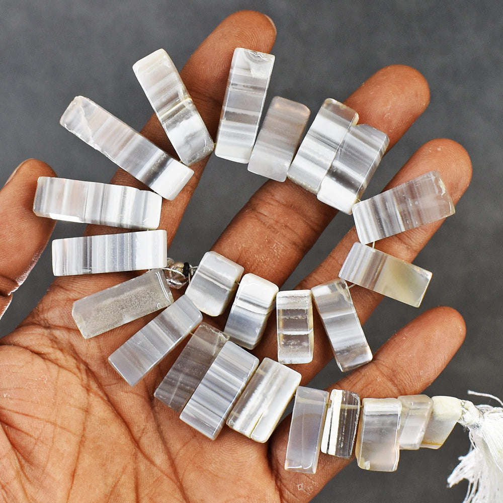 gemsmore:Natural 238 Carats 08 Inches Genuine Agate Flat Beads Strand