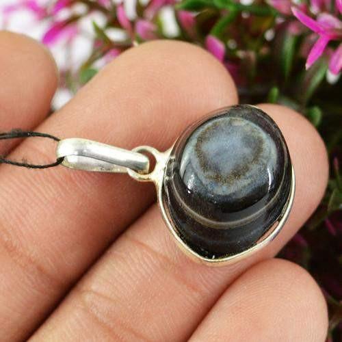 gemsmore:Natural Agate Evil Eye Unique AAA Pendant