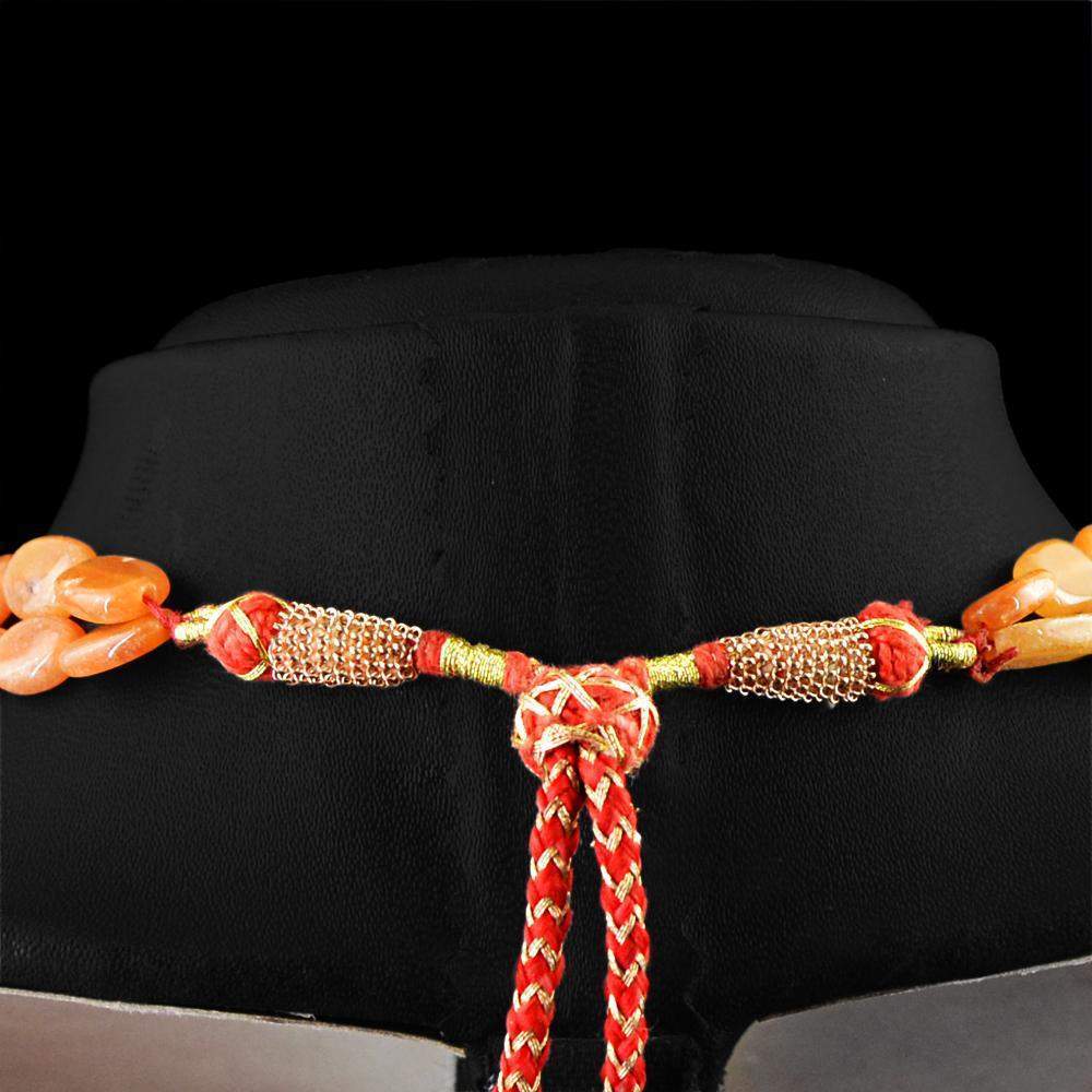 gemsmore:Natural Agate Necklace 2 Strand Oval Shape Beads