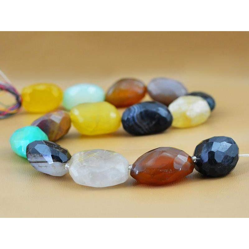 gemsmore:Natural Agate & Onyx Drilled Faceted Beads Strand