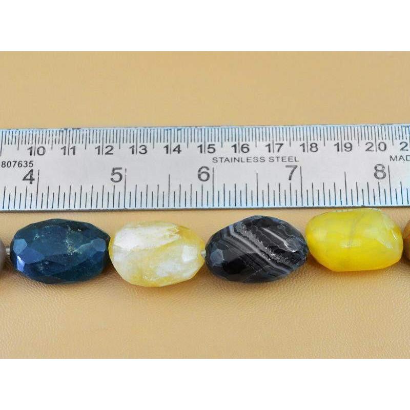 gemsmore:Natural Agate & Onyx Drilled Faceted Beads Strand