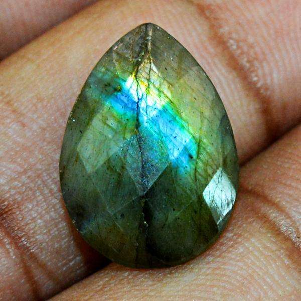 gemsmore:Natural Amazing Blue Flash Labradorite Faceted Pear Shape Loose Gemstone