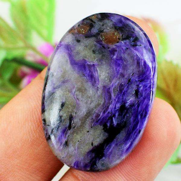 gemsmore:Natural Amazing Charoite Oval Shape Untreated Loose Gemstone