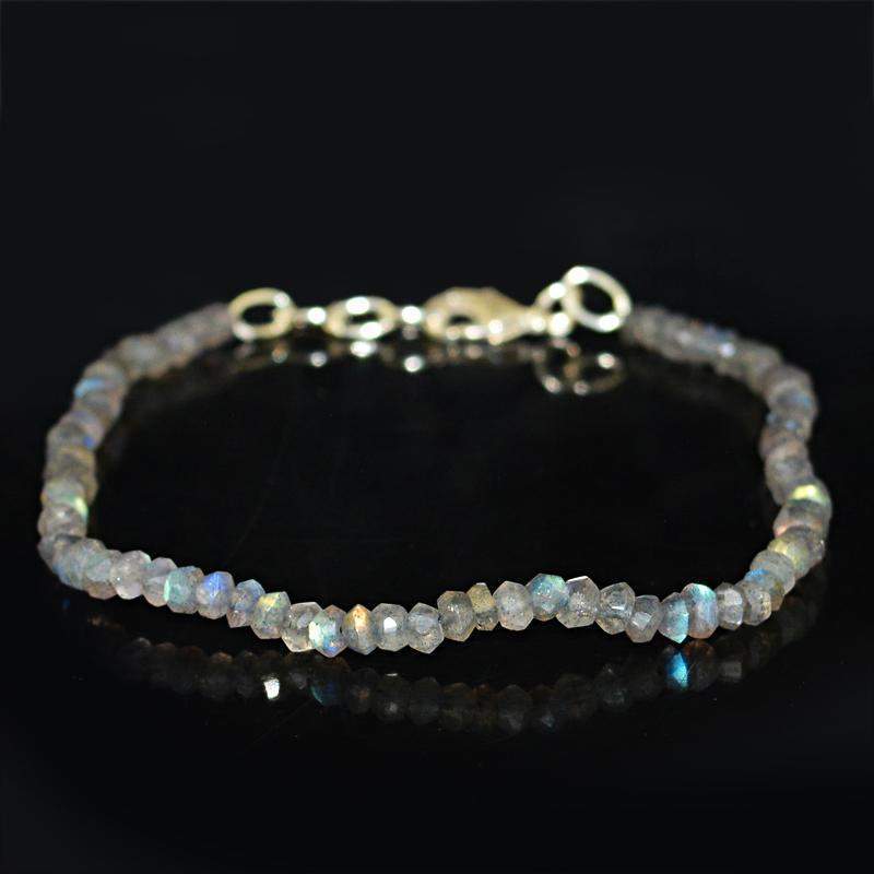 gemsmore:Natural Amazing Flash Labradorite Bracelet Round Beads