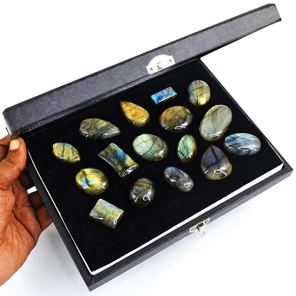 gemsmore:Natural Amazing Flash Labradorite Cabochon Lot