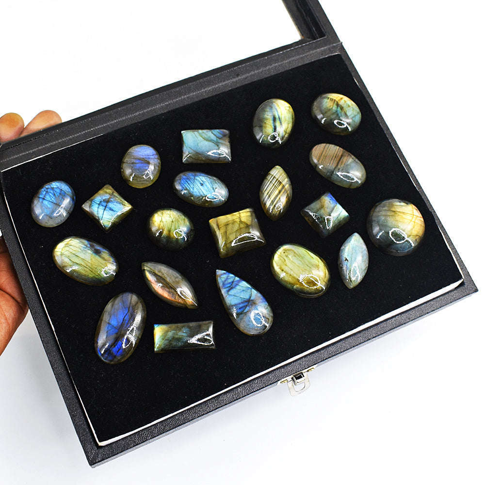 gemsmore:Natural Amazing Flash Labradorite Cabochon Lot
