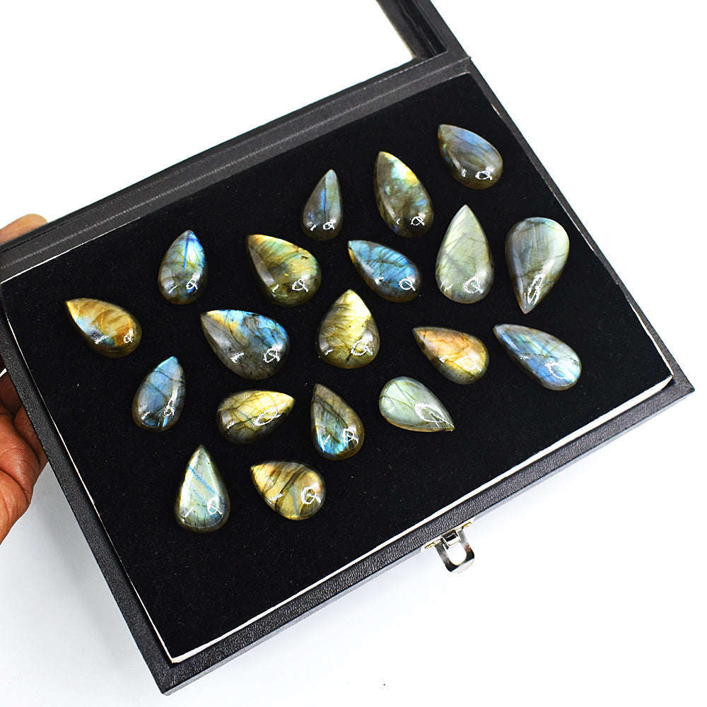 gemsmore:Natural Amazing Flash Labradorite Cabochon Lot