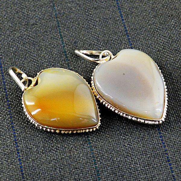 gemsmore:Natural Amazing Heart Shape Agate Pendant Lot