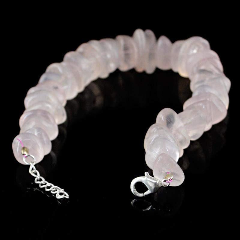 gemsmore:Natural Amazing Pink Rose Quartz Bracelet Untreated Beads