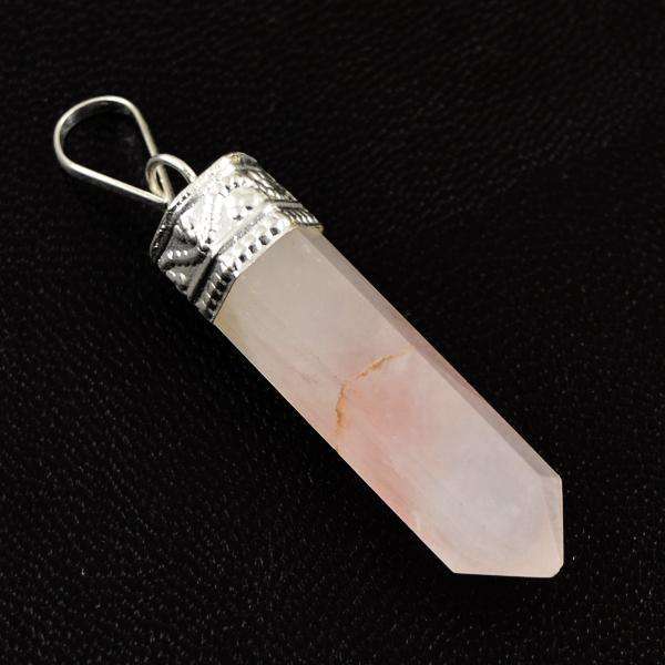 gemsmore:Natural Amazing Pink Rose Quartz Healing Point Pendant