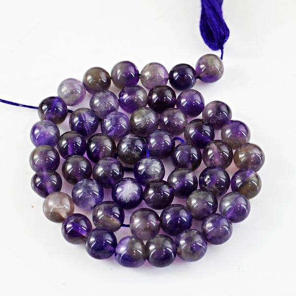 gemsmore:Natural Amazing Round Shape Purple Amethyst Drilled Beads Strand
