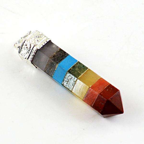 gemsmore:Natural Amazing Seven Chakra Healing Point Pendant