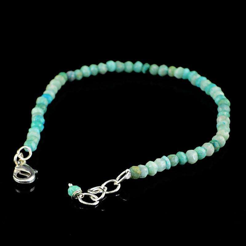 gemsmore:Natural Amazonite Bracelet Round Shape Faceted Beads