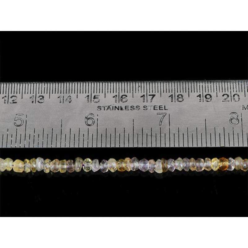 gemsmore:Natural Ametrine Drilled Beads Strand Round Shape Faceted