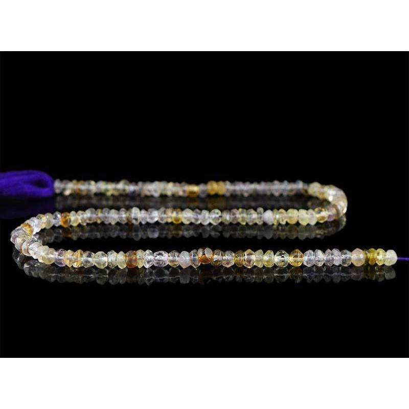 gemsmore:Natural Ametrine Drilled Beads Strand Round Shape Faceted