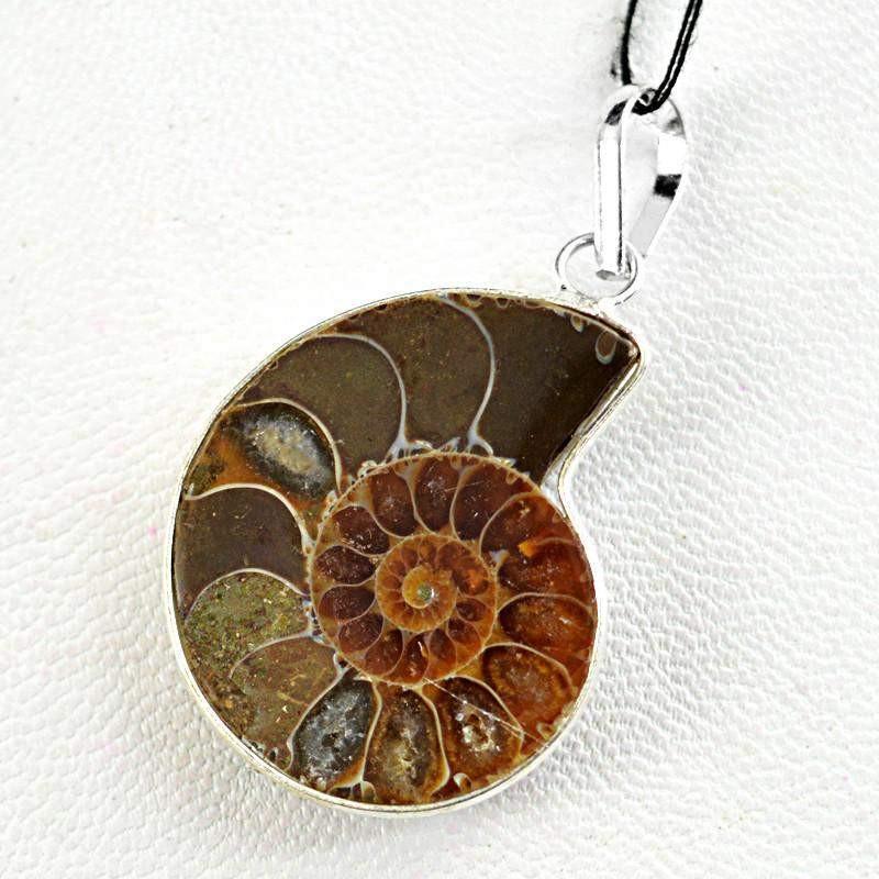 gemsmore:Natural Ammonite Untreated Pendant