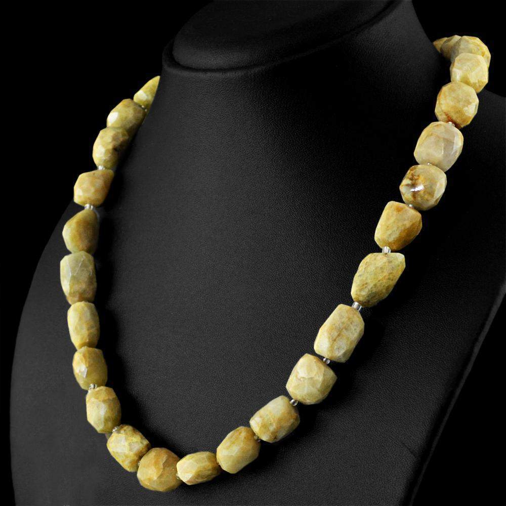 gemsmore:Natural Aquamarine Necklace Untreated Faceted Beads