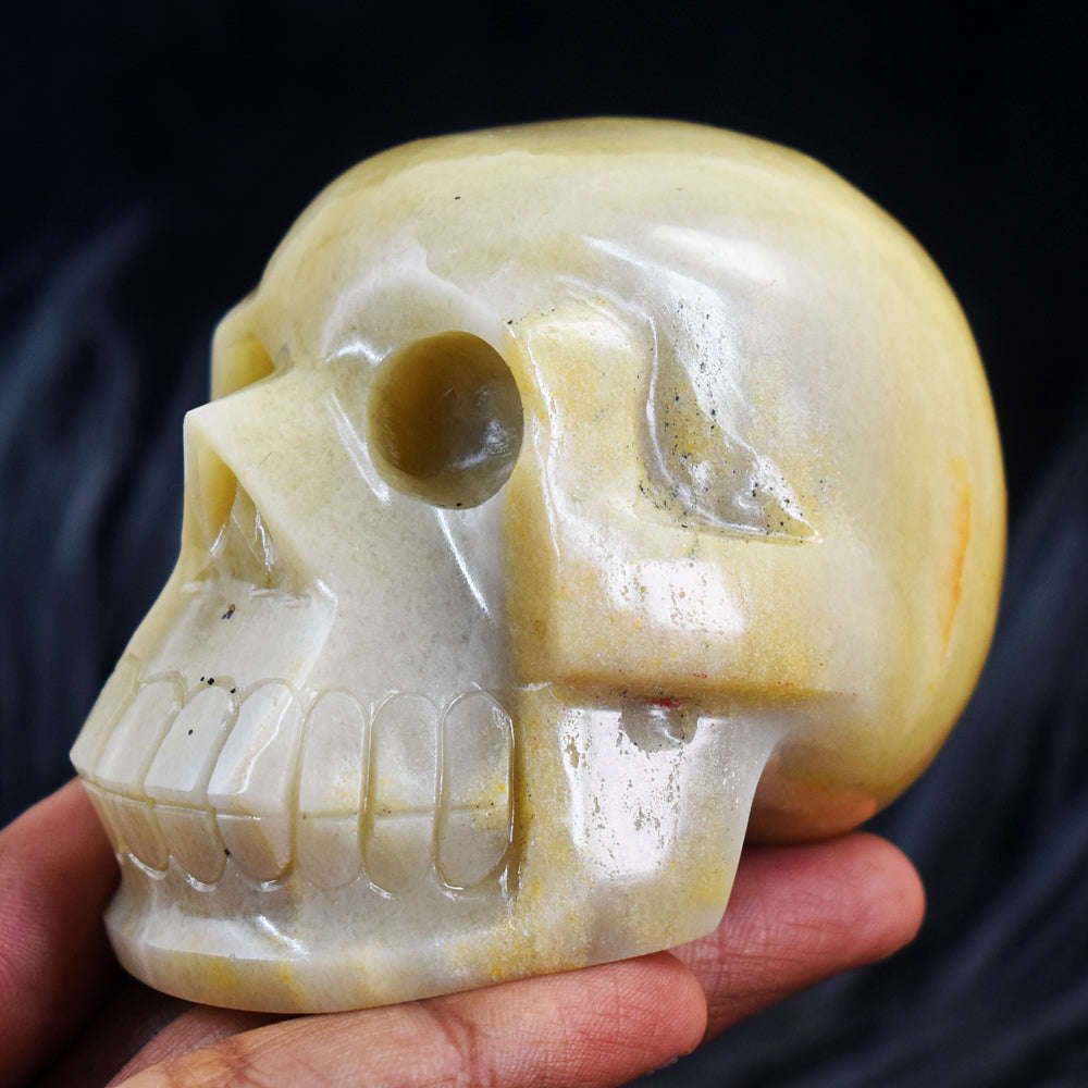 gemsmore:Natural  Aventurine Hand Carved Gemstone Skull Crystal Carving