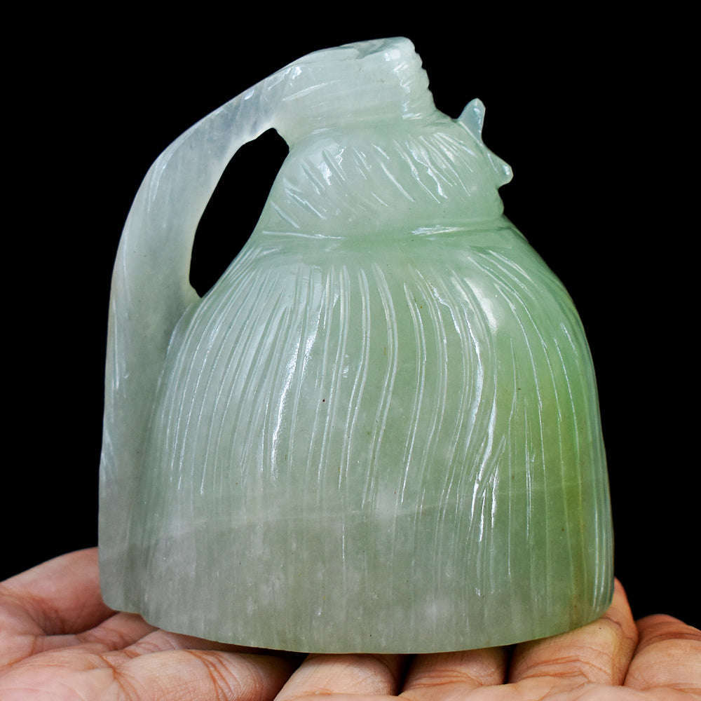 gemsmore:Natural  Aventurine Hand Carved  Lord Shiva Head Gemstone