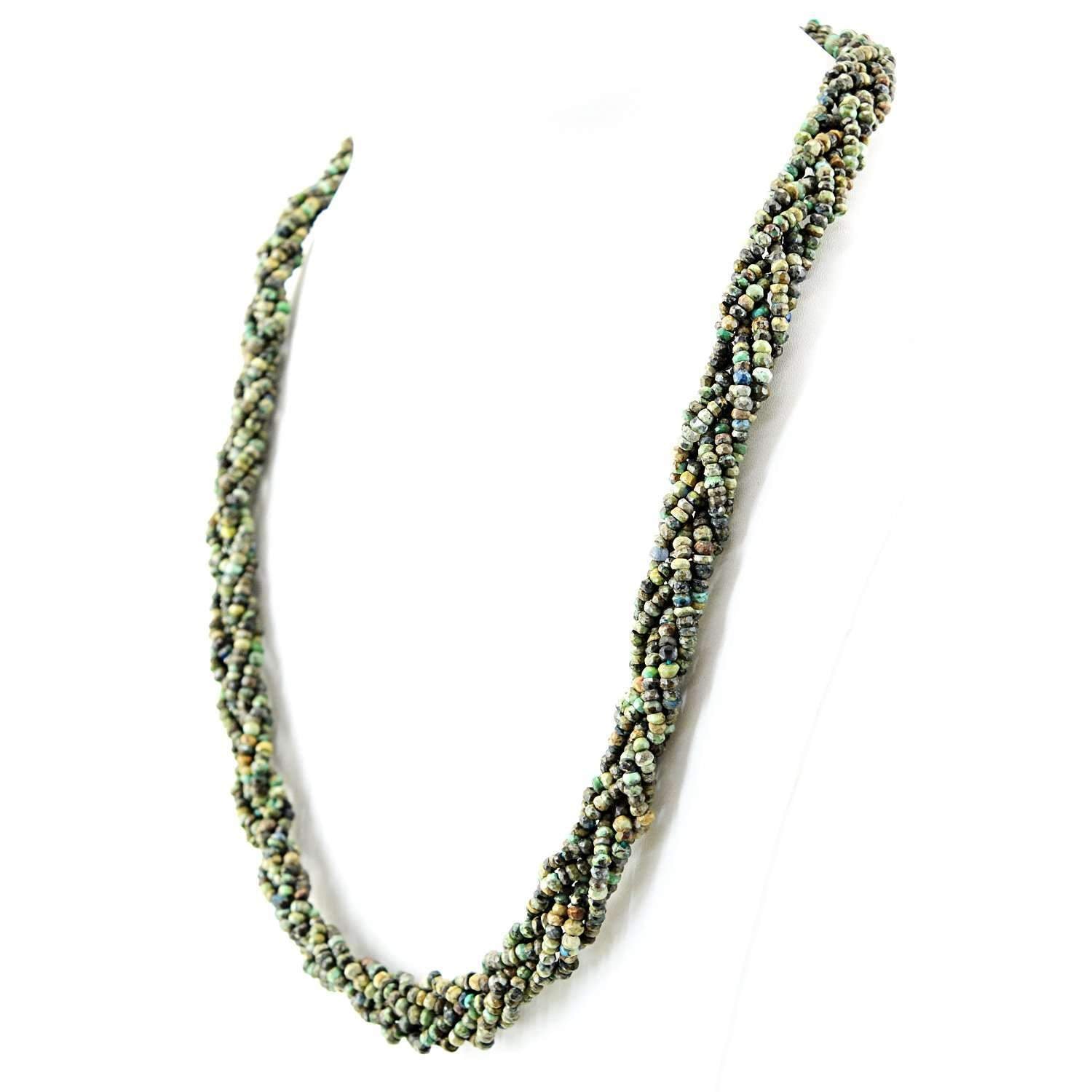 gemsmore:Natural Azurite Necklace Untreated Round Shape Faceted Beads