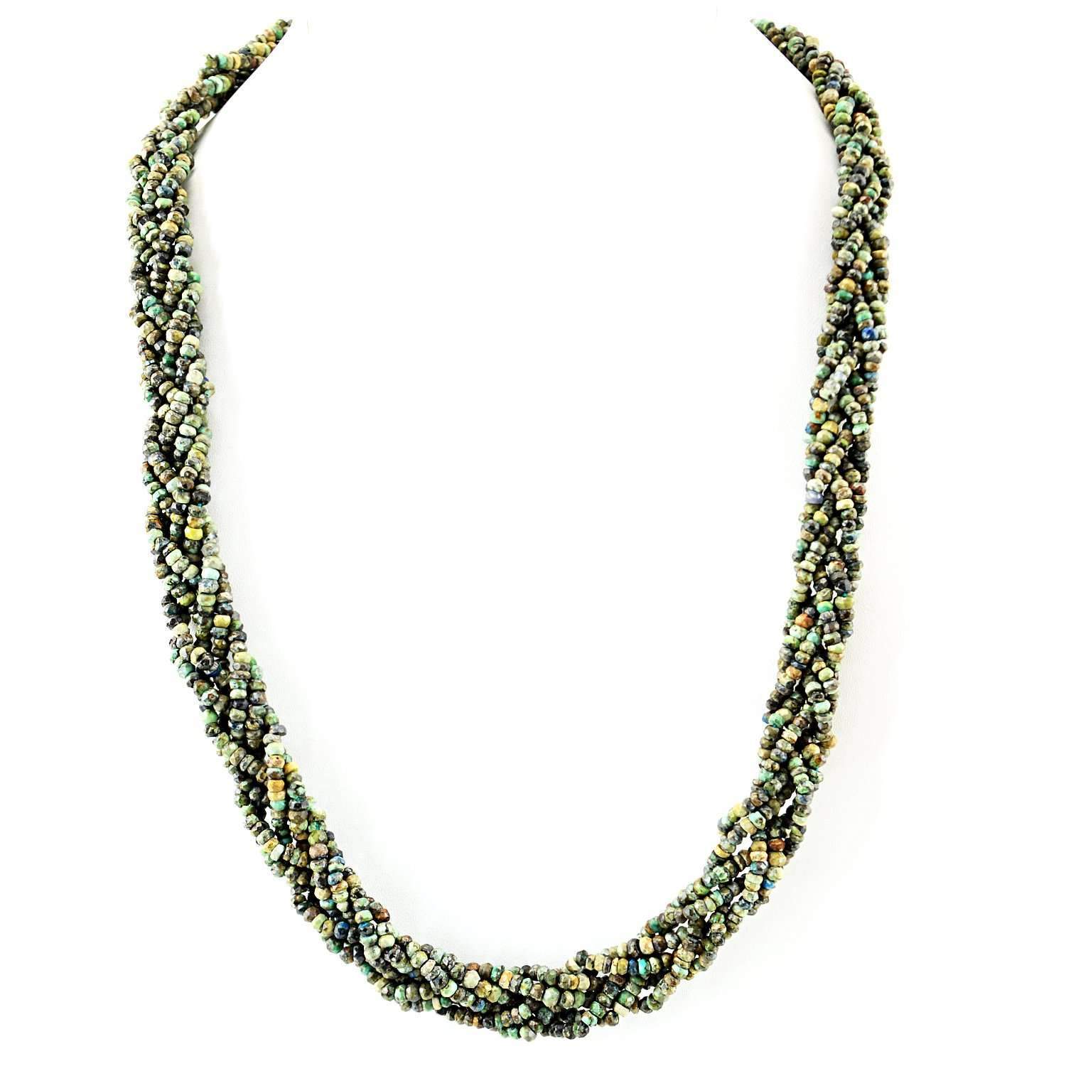 gemsmore:Natural Azurite Necklace Untreated Round Shape Faceted Beads