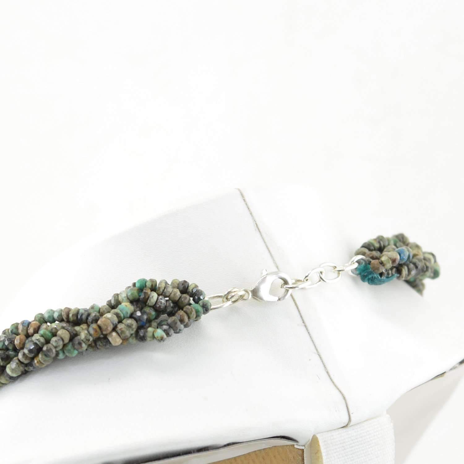 gemsmore:Natural Azurite Necklace Untreated Round Shape Faceted Beads