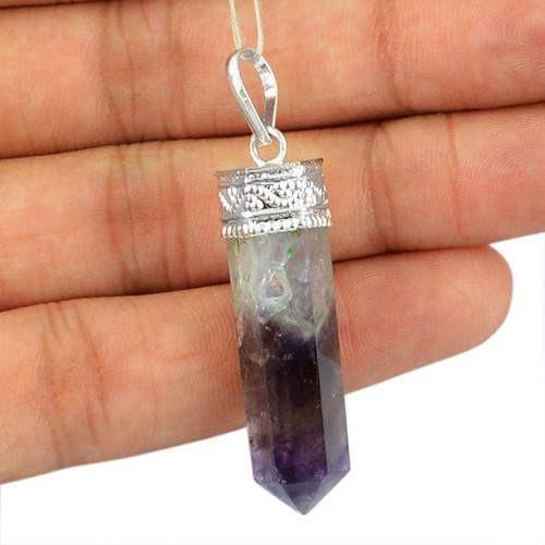 gemsmore:Natural Bi Color Amethyst Healing Point Pendant