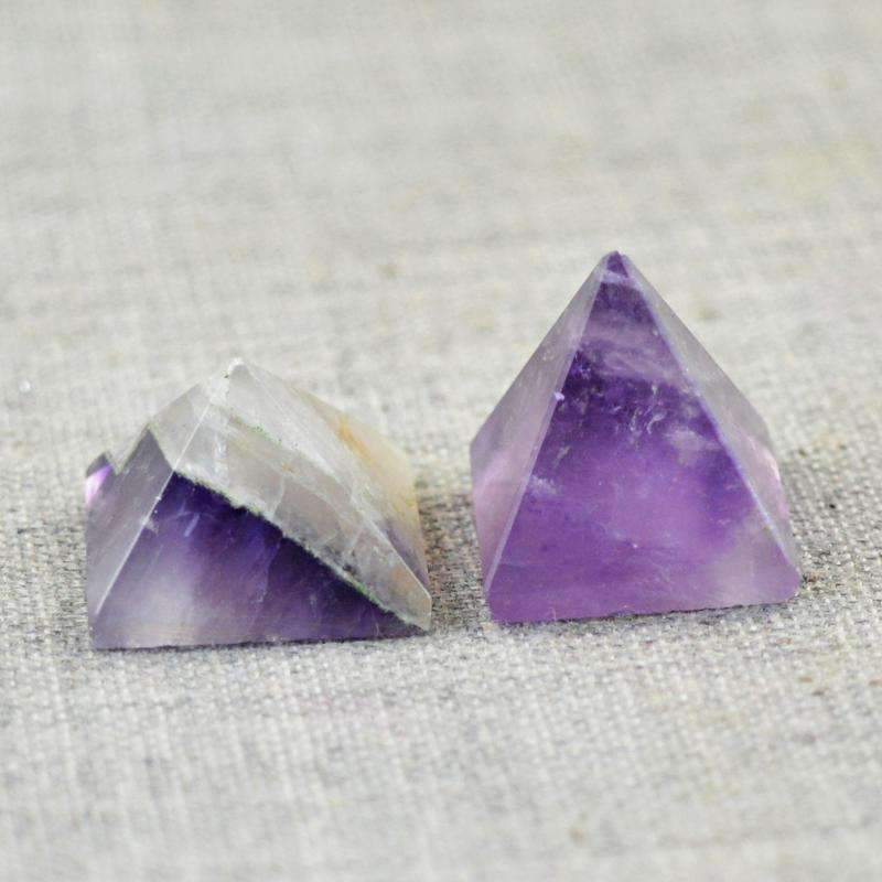 gemsmore:Natural Bi-Color Amethyst Healing Pyramid Gemstone Lot