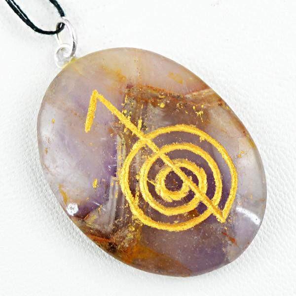 gemsmore:Natural Bi-color Amethyst Oval Shape Chakra Healing Pendant