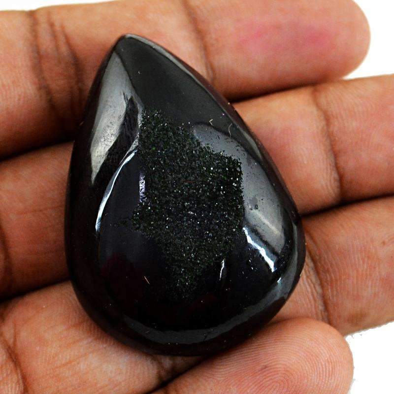 gemsmore:Natural Black Druzy Onyx Gemstone - Pear Shape