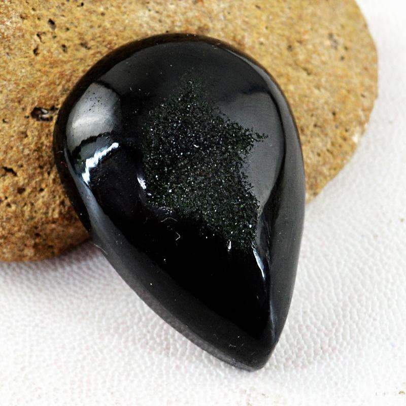 gemsmore:Natural Black Druzy Onyx Gemstone - Pear Shape