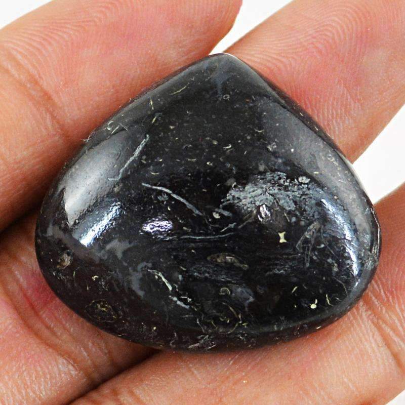 gemsmore:Natural Black Galaxy Jasper Gemstone Pear Shape