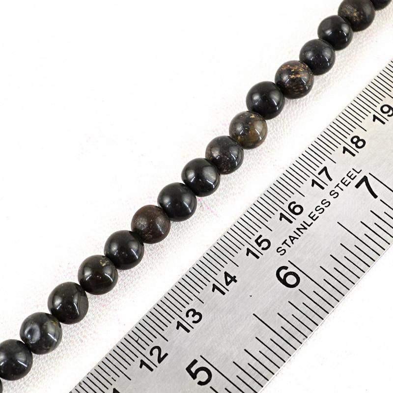 gemsmore:Natural Black Obsidian Strand Untreated Round Shape Beads