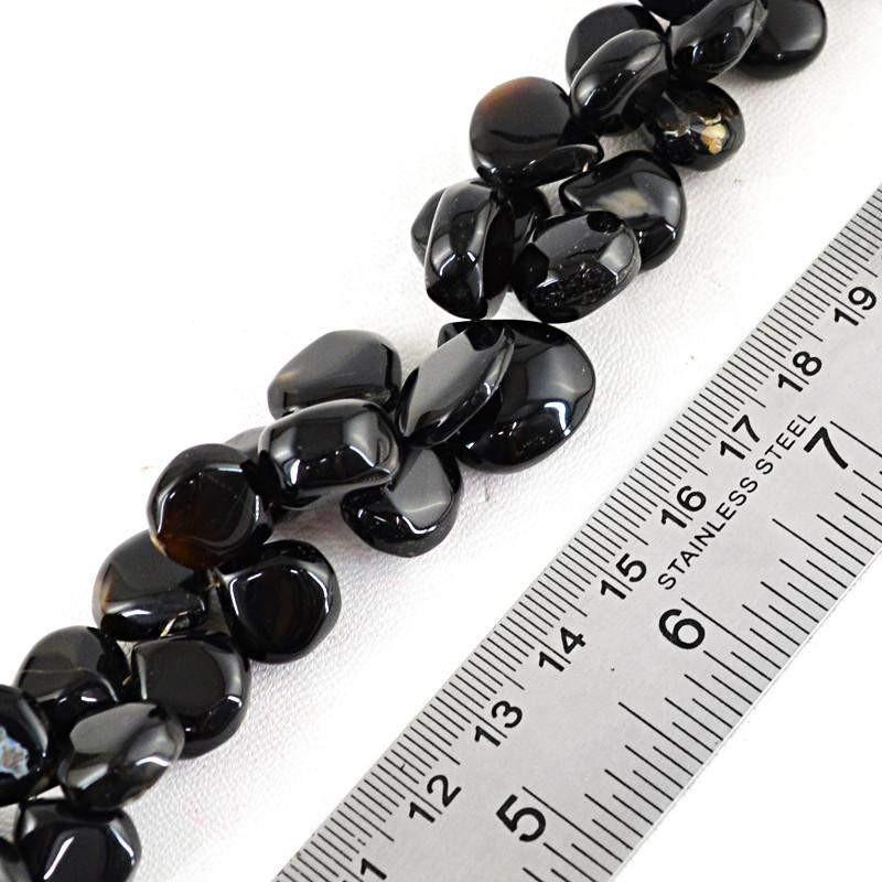 gemsmore:Natural Black Onyx Drilled Beads Strand