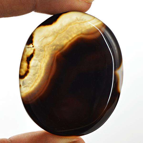 gemsmore:Natural Black Onyx Oval Shape Untreated Loose Gemstone