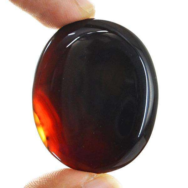 gemsmore:Natural Black Onyx Oval Shape Untreated Loose Gemstone