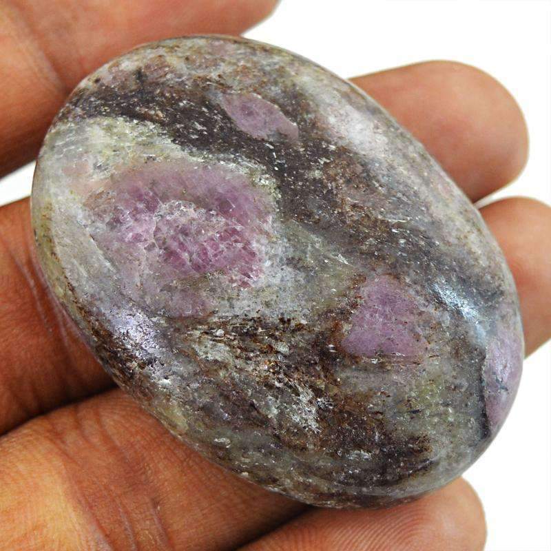 gemsmore:Natural Black Ruby Ziosite Gemstone Oval Shape