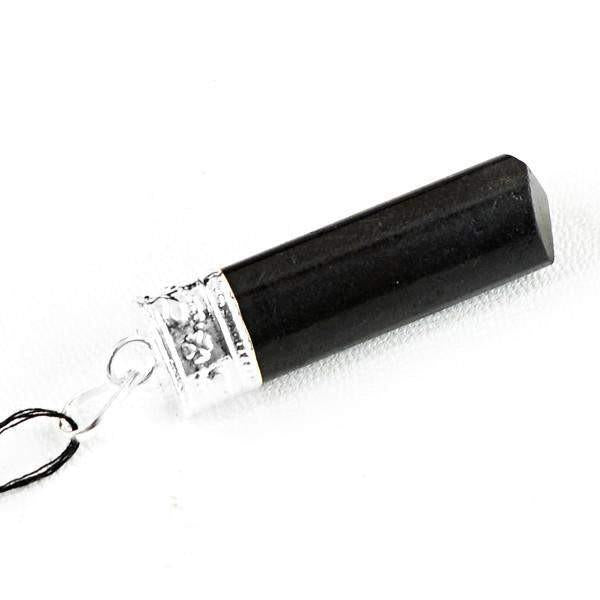 gemsmore:Natural Black Spinel Crystal Healing Point Pendant