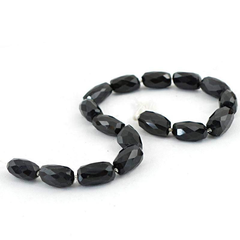 gemsmore:Natural Black Spinel Faceted Drilled Beads Strand